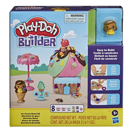 Hasbro Play-Doh Builder Ice Cream Stand Toy Building Kit For Kids 5 Years And Up With 8 Cans Of Non-Toxic...