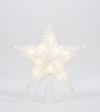 Holiday Time White Star Tree Topper with Clear Incandescent Lights, 9 ...