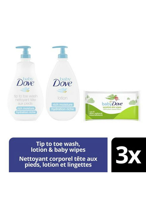 Baby Dove Gift Set with Baby Body Wash, Baby Lotion and Fragrance-free Baby Wipes for Baby Care 3