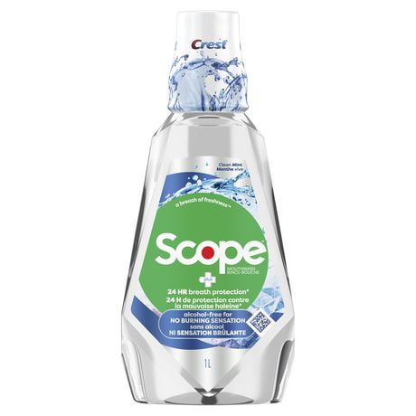 Crest Scope Breath Protection Alcohol Free Mouthwash, 1L