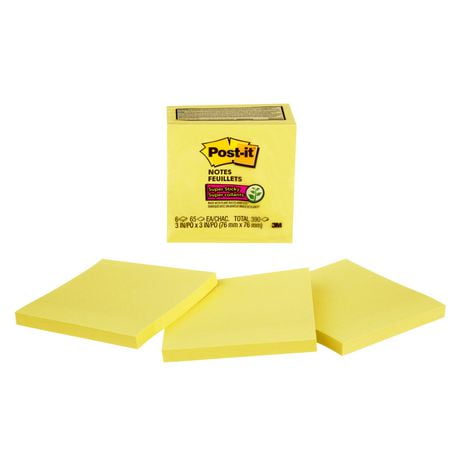 Feuillets auto-collants 654-6SSCY-C Post-it® 76mm x 76mm (3po x 3po)