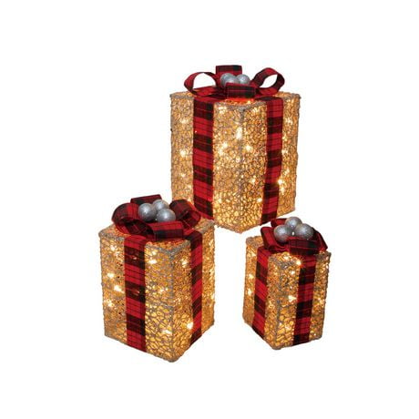 Holiday Time 3-Piece Lighted Christmas Gift Set, with 70 LED Lights