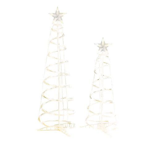 Holiday Time 2-Pack Light-Up LED Warm White Spiral Christmas Trees, 85 ...