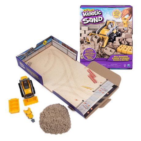 Kinetic Sand, Dig & Demolish Playset with 1lb Kinetic Sand and Toy Truck, Play Sand Sensory Toys for Kids Ages 3 and up, Dig & Demolish Playset