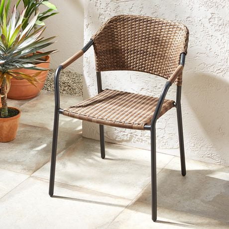 Mainstays Wicker Stacking Chair, Handwoven wicker