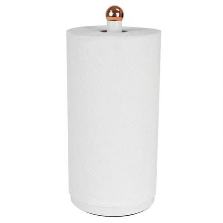 Grove Free Standing Paper Towel Holder with Weighted Base and Padded Base, White