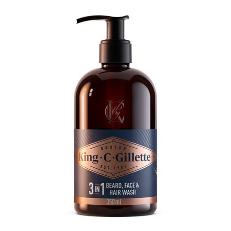 Nettoyant 3 en 1 pour la barbe, le visage & les cheveux King C. Gillette avec le parfum emblématique King C. Gillette 350ML
