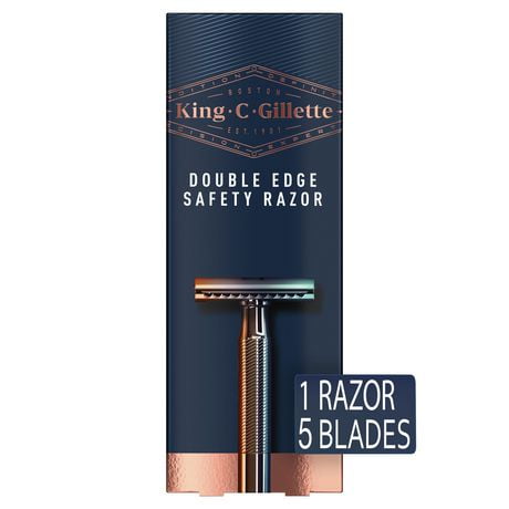 King C. Gillette Men’s Double Edge Safety Razor with 5 Double Edge Refill Blades, 1 Razor + 5 Refills