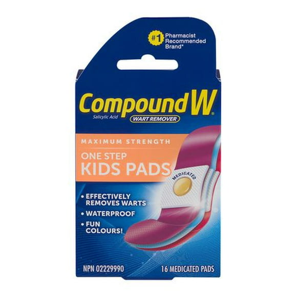 Compound W Maximum Strength One Step Kids Pads, 16 Medicated pads