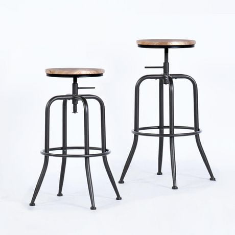 Homycasa Bar Stools Set of 2 Height Adjustable Counter Swivel Armless Backless Round Bar Chairs for Dining Room Kitchen Island Bistro