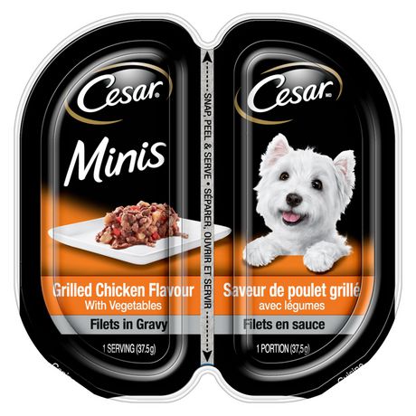 Nourriture Humide Pour Chiens Cesar Minis Filets En Sauce Saveur De Poulet Grille Avec Legumes 75 G Duo De Barquettes Faciles A Ouvrir Walmart Canada