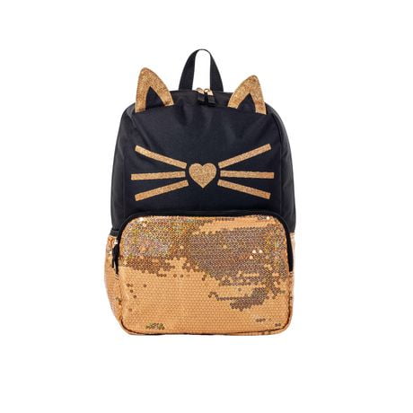 Jetstream 3D Cat & Gold Sequin Backpack, Kids School Bag