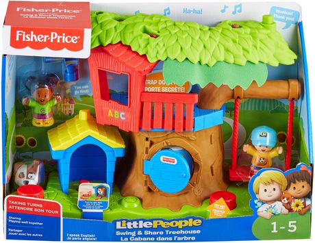 little people swing and share treehouse gift set