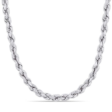 Miabella Sterling Silver 5MM Men's Twisted Rope Chain Necklace