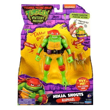 Teenage Mutant Ninja Turtles: Mutant Mayhem 5.5” Raphael Deluxe Ninja Shouts Figure by Playmates Toys