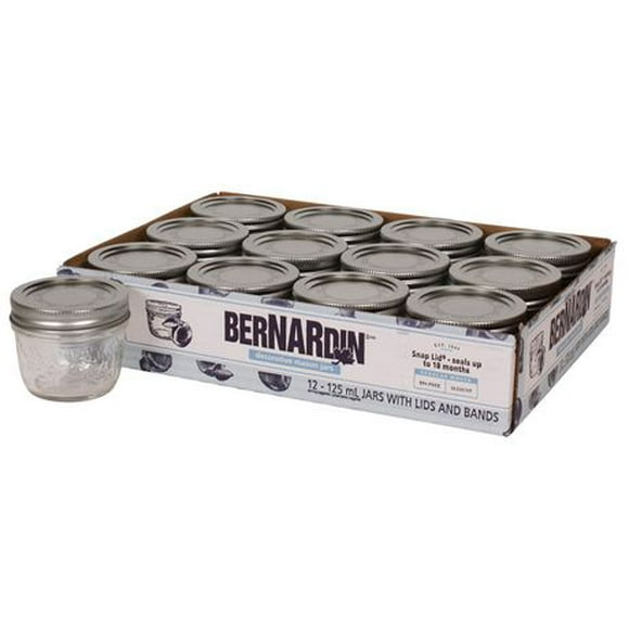 Bernardin Decorative Mason Jar w/ Standard Lids 125 ML, Case of 12