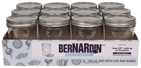 12 Pack 500mL Wide Mason Jars 