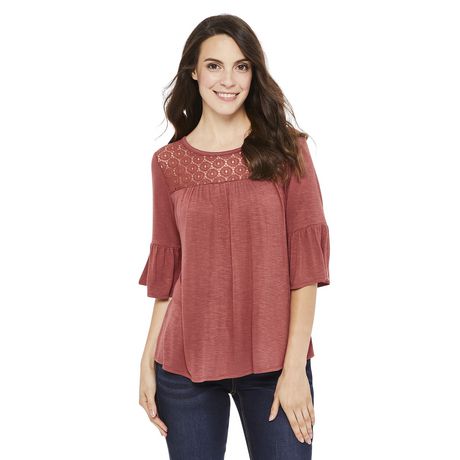 George Women's Lace Yoke Tee | Walmart Canada