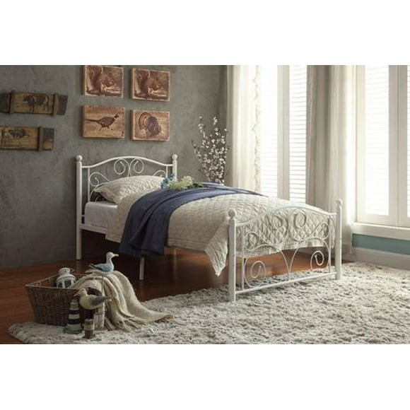 Topline Home Furnishings White Twin Metal Bed