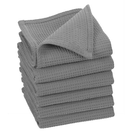 FabStyles Broadway Waffle Dishcloth Towel, Set of 6, Ring-Spun Cotton, Absorbent