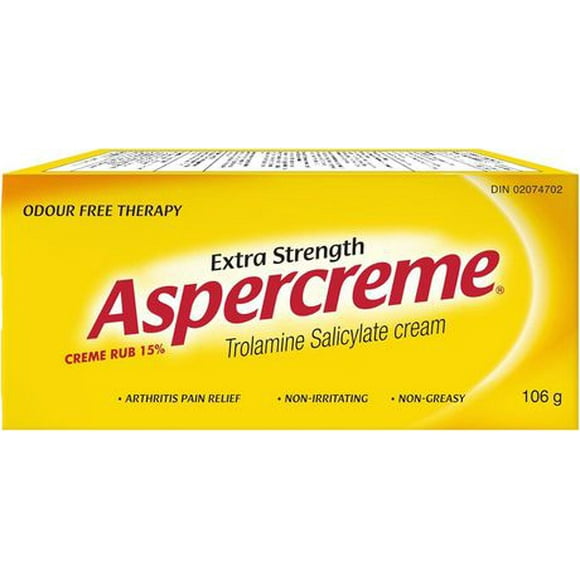 Aspercreme Extra Strength Arthritis Relieving Cream, 106 g, Temporarily Relieves Aches & Pains Due to Backache/Lumbago, Muscle Strain/Sprains, Bruises & Arthritis or Rheumatism, 106 g