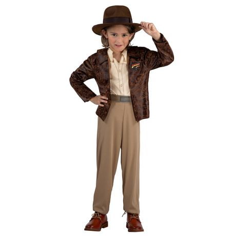 Youth INDIANA JONES Costume - Shirt and Jacket with Series Logo, Pants with Foam-Back Belt, and Hat