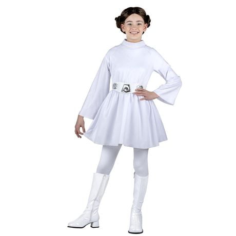 STAR WARS YOUTH PRINCESS LEIA COSTUME - Hooded Dress with Vinyl 3D Belt and Twin Bun Wig