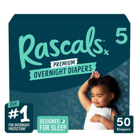 Rascal + Friends Overnights, Nighttime Baby Diapers, Unisex, Sizes 3-6, 42-66 Count