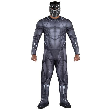 MARVEL Adult Black Panther Costume - Padded Jumpsuit and 3D Plastic Mask