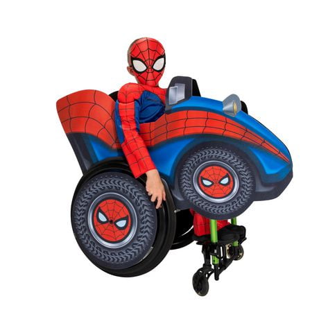 Accessoire pour fauteuil roulant MARVEL Spider-Man Youth - Panneaux latéraux de housse de fauteuil roulant avec motif imprimé et deux enjoliveurs de roue