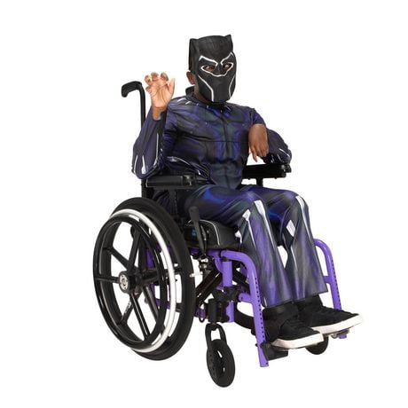 MARVEL Adaptive Black Panther Youth Costume - Combinaison imprimée avec accès au tube, jambes plus spacieuses et demi-masque en tissu