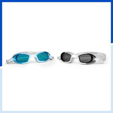 Lunettes de natation Dolfino Pro SportPlus pour jeunes, lot de deux, bleu / fumée Lot de 2 paires de lunettes