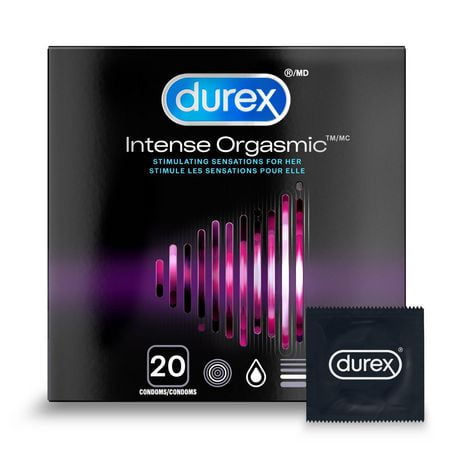 Condoms nervurés et microperlés, Intense orgasmique de Durex emballage de 20