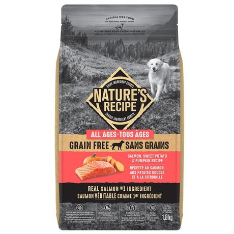 Nature's Recipe Grain-Free Adult Dry Dog Food, Salmon, Sweet Potato ...