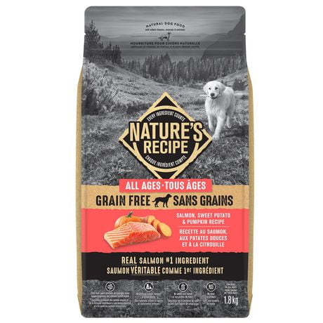 Nature's Recipe Grain-Free Adult Dry Dog Food, Salmon, Sweet Potato & Pumpkin Recipe, 1.8kg-5.4kg