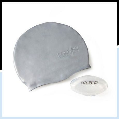 Dolfino Pro Silicone Swim Cap - Silver, Swim Cap with Case