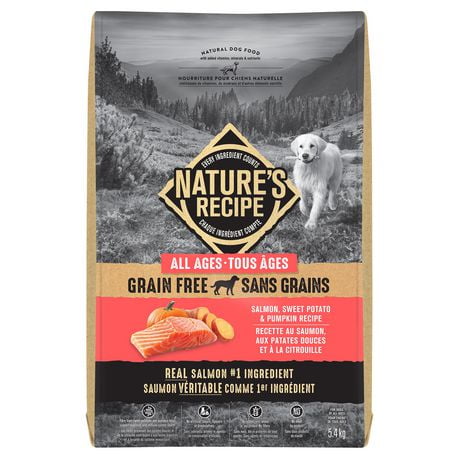 Nature's Recipe Grain-Free Adult Dry Dog Food, Salmon, Sweet Potato & Pumpkin Recipe, 1.8kg-5.4kg