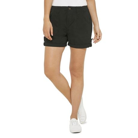 Tommy Hilfiger Women's Solid Rolled Cuff Utility Shorts Black Size Large