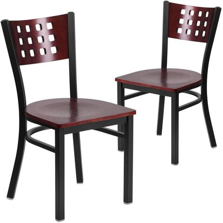 2 Pk HERCULES Series Black Cutout Back Metal Restaurant Chair   6000205780393 