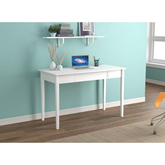Safdie & Co. Computer Writing Desk 47.25in Long White with 1 Drawer for Home Office and Small Spaces. Ideal for writing, gaming, study, work from home.