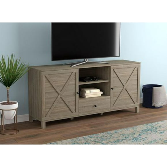 Safdie & Co. TV Stand Media Entertainment Unit 58in L Dark Taupe with 4 Shelves and 1 Drawer for Living Room
