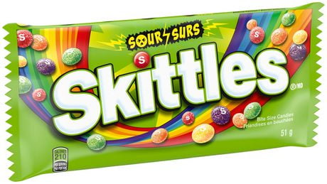 SKITTLES, Sour Chewy Candy, Full Size Bag, 51g | Walmart Canada