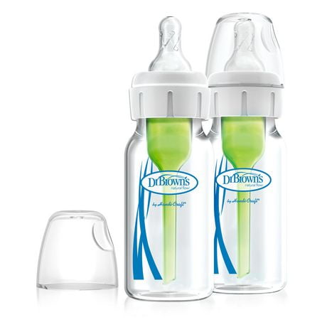Dr. Brown’s® Natural Flow Anti-Colic Options+ Narrow Baby Bottle, 4oz/120 mL, Level 1 Slow Flow Nipple, 2-Pack, 0m+, 4 oz, 2 Pack
