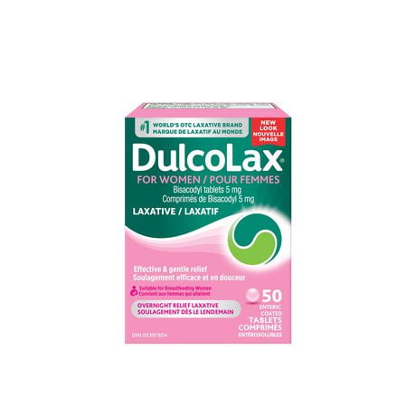 Dulcolax® for Women, 5mg Bisacodyl, Stimulant Laxative for Gentle Dependable Overnight Relief of Occasional Constipation, Works in 6-12 hours, Suitable for Breastfeeding Women, Dulcolax Women's 5 mg Tablets 50 CT