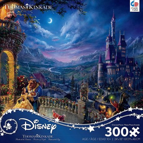 Ceaco Thomas Kinkade Disney 300-Piece Puzzle Beauty and The Beast in The Moonlight