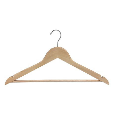 Home Premium Wooden Hangers - Slightly Curved Hanger Set - Solid Wood ...
