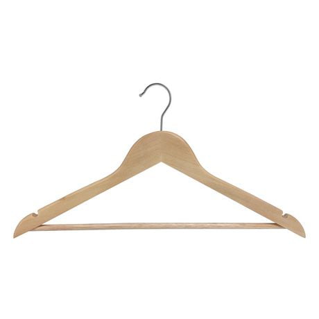 20 Pack Home Premium Wooden Hangers - Slightly Curved Hanger Set - Solid Wood Coat Hangers with Stylish Chrome Hooks - Heavy-Duty Clothes, Jacket, Shirt, Pants, Suit Hangers (Natural), 20 PACK NATURAL WOOD HANGER