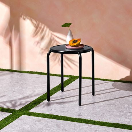 Mainstays Patio Stacking Side Table - Black, All-weather, rust resistant