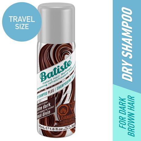 Mini-format de voyage de shampoing sec Plus foncé divin de Batiste 50 mL, Cheveux brun foncé
