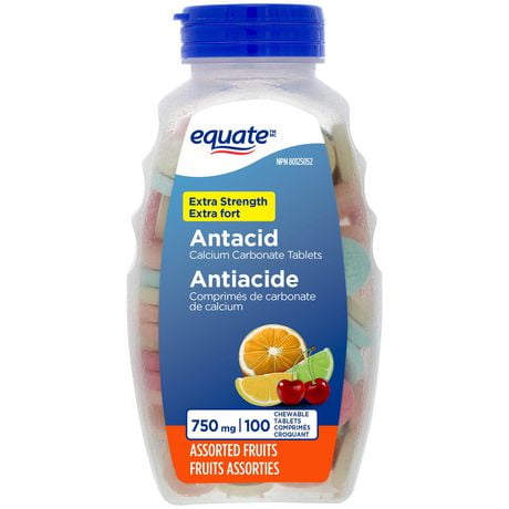 Equate Extra Strength Antacid Calcium Carbonate Tablets, 100 Chewable Tablets